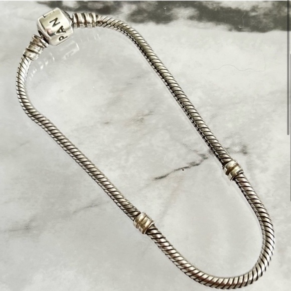 Pandora Jewelry - Pandora Sterling Silver Classic Moments Snake Chain Barrel Clasp Bracelet 7.1"